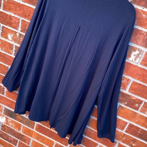 J.Jill Womens Large Tall Blue Cardigan Split Black Minimalist Lagen Look Capsule - Picture 4 of 9
